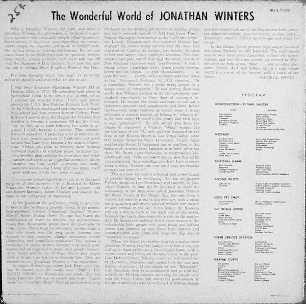 Jonathan Winters : The Wonderful World Of Jonathan Winters (LP, Album, Mono)