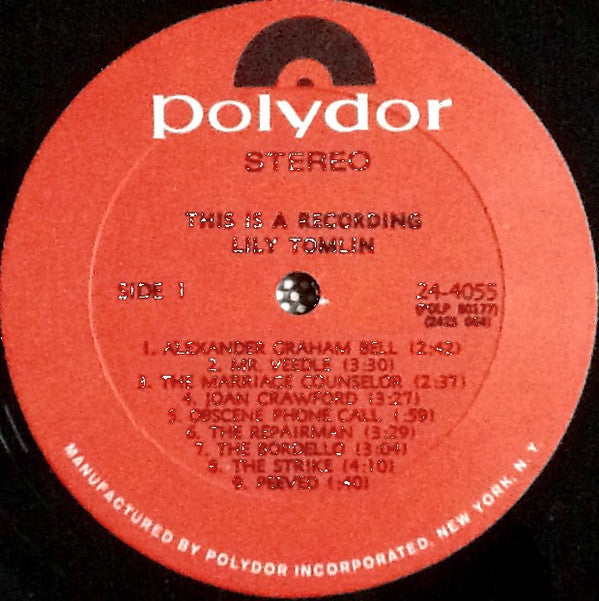 Lily Tomlin : This Is A Recording (LP, Album, Scr)
