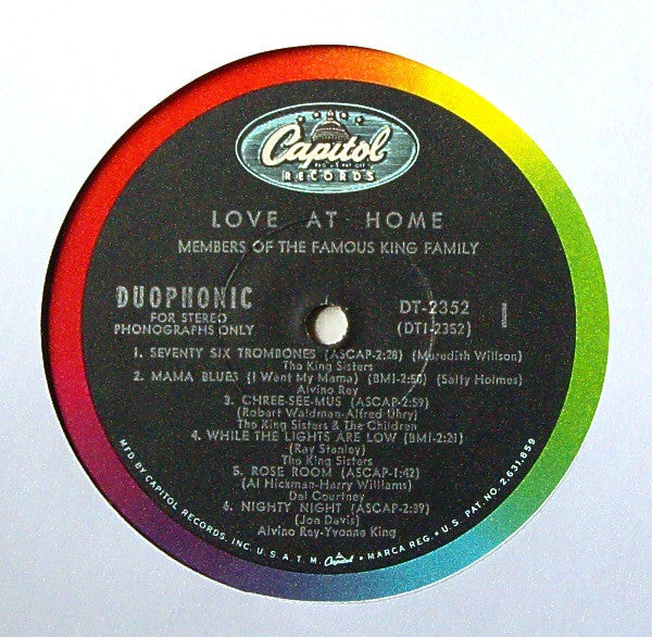 The King Sisters, Alvino Rey, Del Courtney : Love At Home With Members Of The Famous King Family (LP, Album)