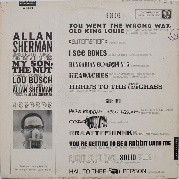 Allan Sherman : My Son, The Nut (LP, Album, Mono)