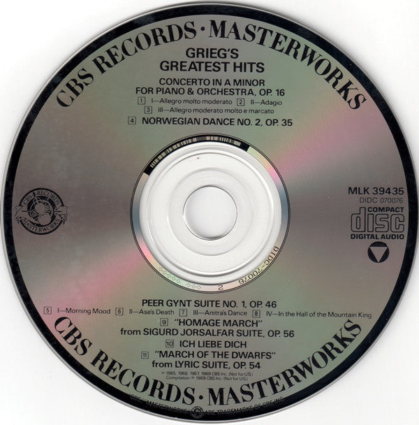 Edvard Grieg : Grieg's Greatest Hits (CD, Comp, RE, RM)