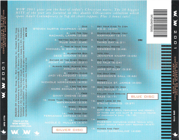 Various : WOW 2001 (The Year's 30 Top Contemporary Christian Artists And Hits) (2xCD, Comp, Club)