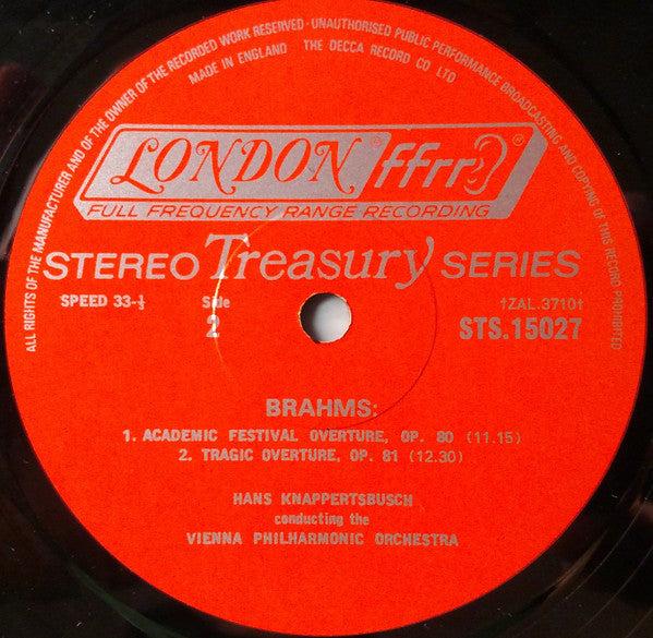 Hans Knappertsbusch : Brahms - Variations on a theme of Haydn Op 56A Academic Festival Overture, Tragic Overture (LP, Album, RE, RP)