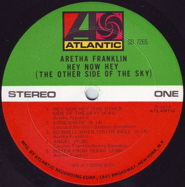 Aretha Franklin : Hey Now Hey (The Other Side Of The Sky) (LP, Album, MO,)