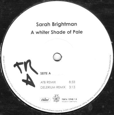 Sarah Brightman : A Whiter Shade Of Pale (12", Promo)