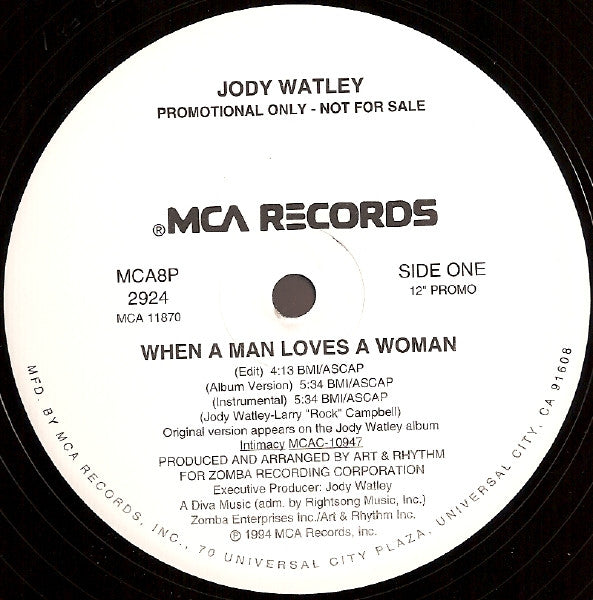 Jody Watley : When A Man Loves A Woman (12", Promo)