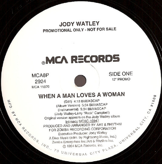Jody Watley : When A Man Loves A Woman (12", Promo)