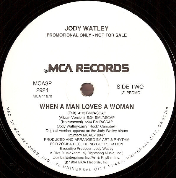 Jody Watley : When A Man Loves A Woman (12", Promo)