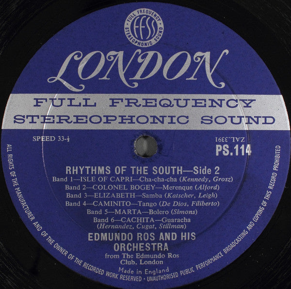 Edmundo Ros & His Orchestra : Rhythms Of The South (LP, Album)