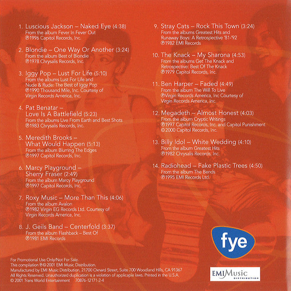 Various : FYE Selects Vol. 1: Rock (CD, Comp, Promo)