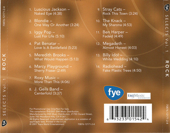 Various : FYE Selects Vol. 1: Rock (CD, Comp, Promo)