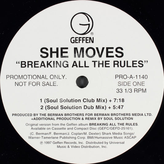 She Moves : Breaking All The Rules (12", Promo)