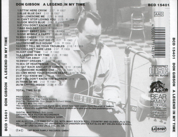 Don Gibson : A Legend In My Time (CD, Comp, RE, RP)