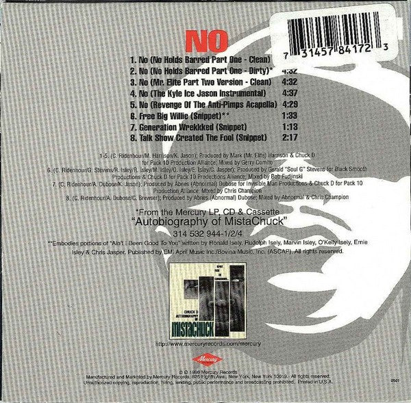 Chuck D : No (CD, Single, Car)