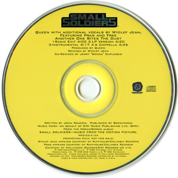 Queen With Additional Vocals By Wyclef Jean , Featuring Pras Michel And Free (2) : Another One Bites The Dust (CD, Single, Promo)
