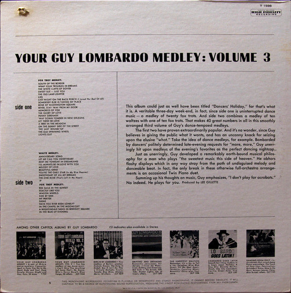 Guy Lombardo And His Royal Canadians : By Request Your Guy Lombardo Medley: Volume 3 (LP, Album, Mono)