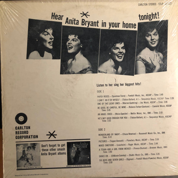 Anita Bryant : Hear Anita Bryant In Your Home Tonight (LP)