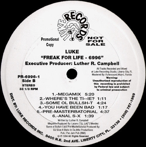 Luke : Freak For Life - 6996 (2xLP, Album, Promo)