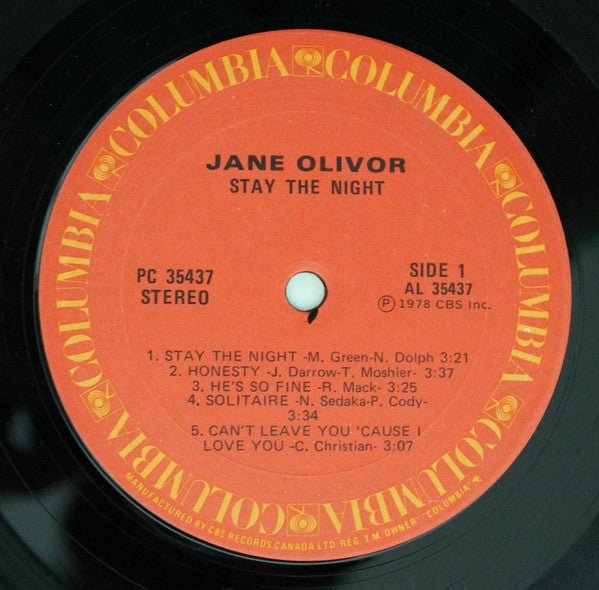 Jane Olivor : Stay The Night (LP, Album)