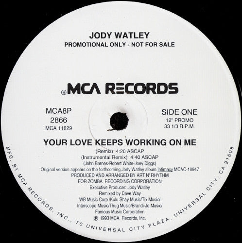 Jody Watley : Your Love Keeps Working On Me (12", Promo)