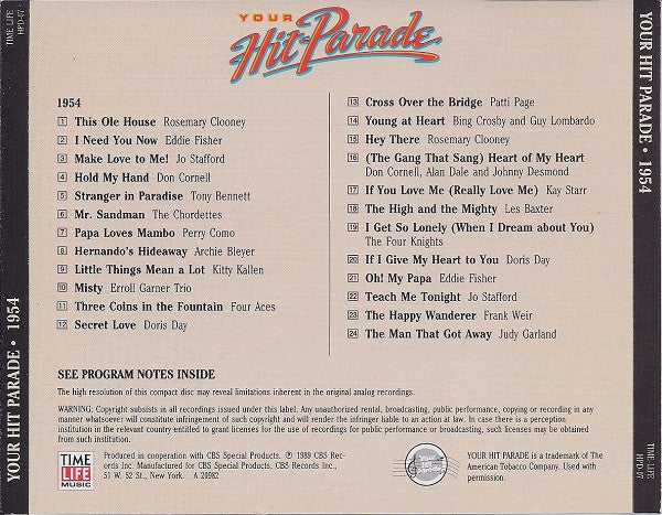 Various : Your Hit Parade 1954 (CD, Comp, RM)