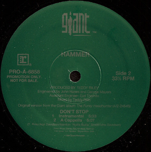 MC Hammer : Don't Stop (12", Promo)