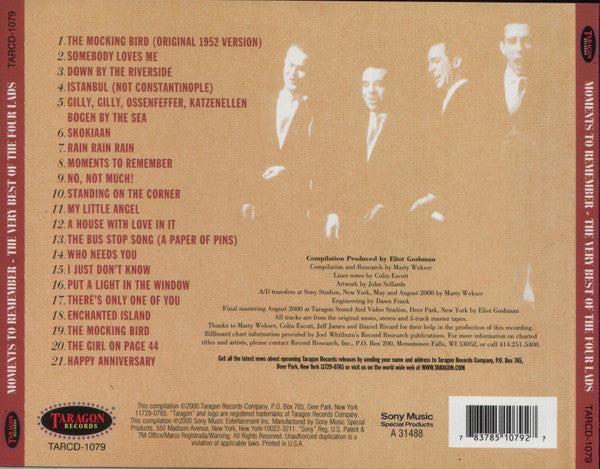 The Four Lads : Moments To Remember - The Very Best Of The Four Lads (CD, Comp)