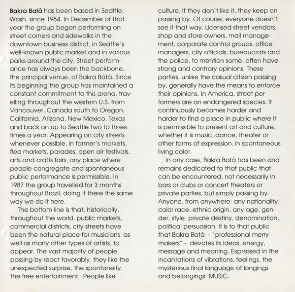 Bakra Bata' : Steel Drums And Percussion (CD, Album)