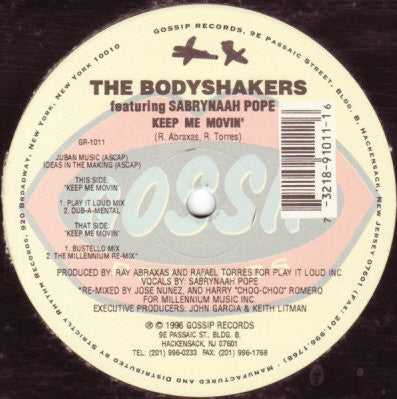 The Body Shakers Featuring Sabrynaah Pope : Keep Me Movin (12")
