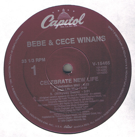 Bebe & Cece Winans : Celebrate New Life (12")