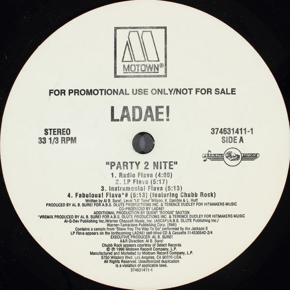 Ladae : Party 2 Nite (12", Promo)