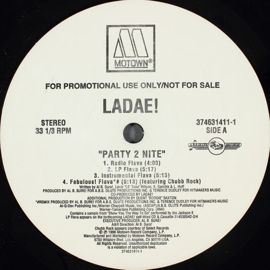 Ladae : Party 2 Nite (12", Promo)