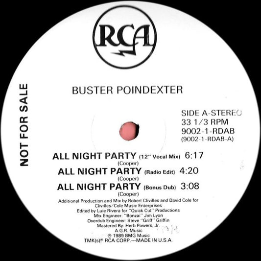 Buster Poindexter : All Night Party (12", Promo)