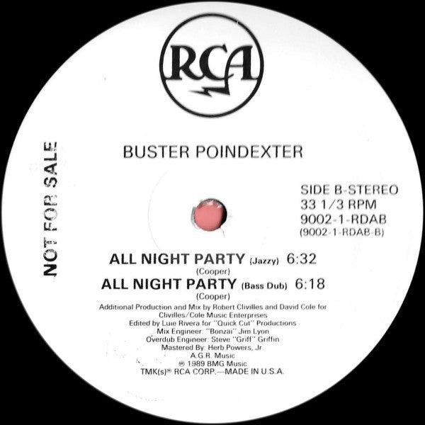 Buster Poindexter : All Night Party (12", Promo)