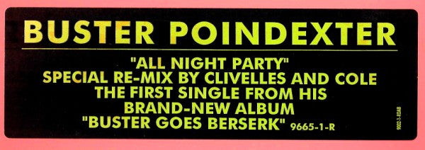 Buster Poindexter : All Night Party (12", Promo)