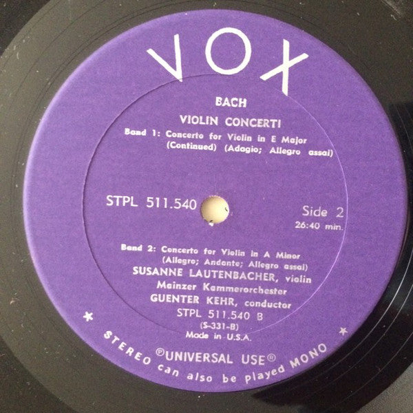 Johann Sebastian Bach : Violin Concerti (LP, RE)