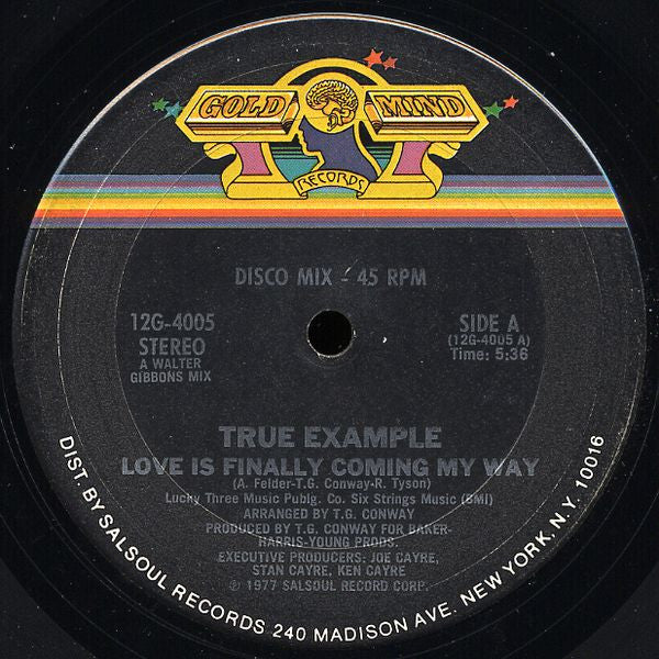True Example : Love Is Finally Coming My Way / As Long As You Love Me (12")