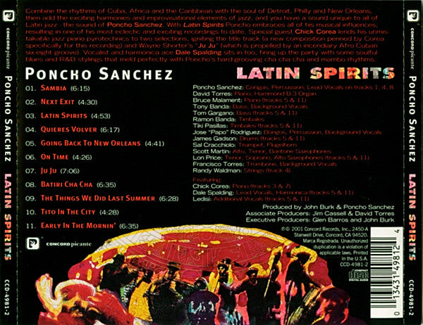 Poncho Sanchez : Latin Spirits (CD, Album)