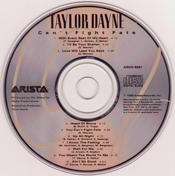 Taylor Dayne : Can't Fight Fate (CD, Album)