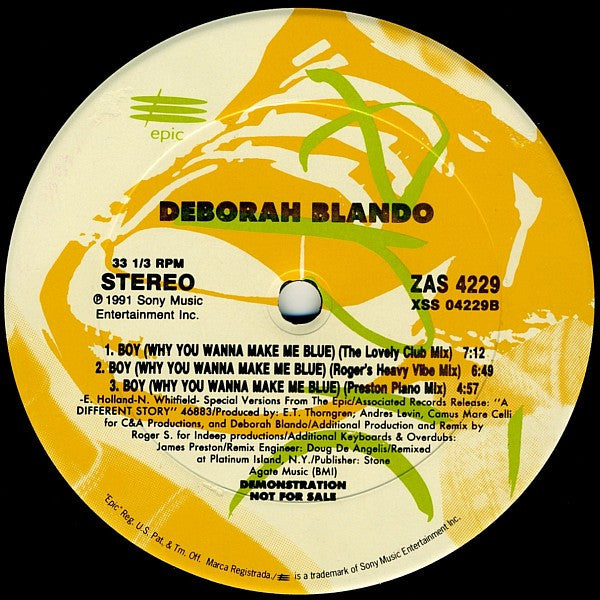 Deborah Blando : Boy (Why You Wanna Make Me Blue) (12", Promo)