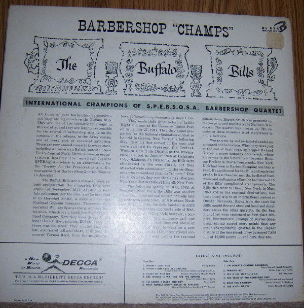 The Buffalo Bills : Barbershop Champs (LP, Album)