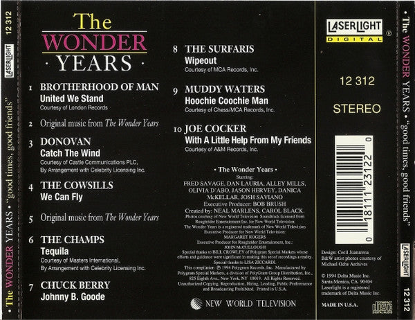 Various : Music From The Wonder Years "Good Times Good Friends" (CD, Album, Comp, Mono)