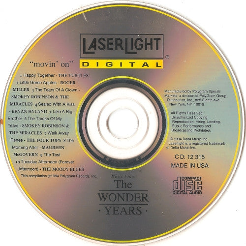 Various : Music From The Wonder Years "Movin' On" (CD, Comp, Mono)