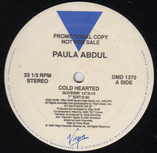 Paula Abdul : Cold Hearted (12", Promo)