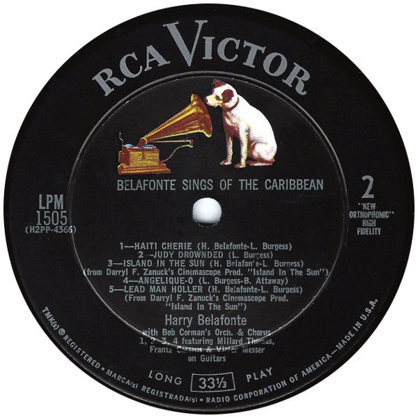Harry Belafonte : Belafonte Sings Of The Caribbean (LP, Album, Mono, RE, Hol)