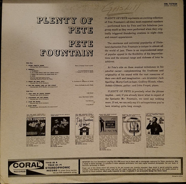 Pete Fountain : Plenty Of Pete (LP, Album)