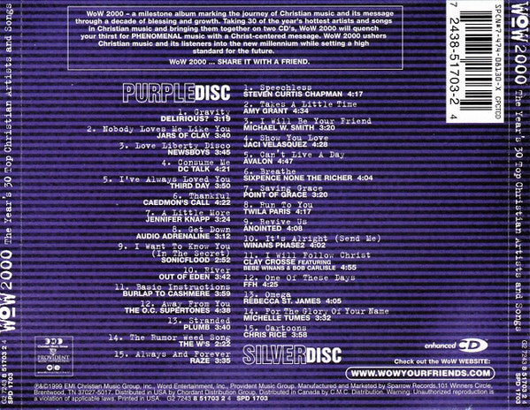 Various : WOW 2000 (The Year's 30 Top Christian Artists And Songs) (2xCD, Comp)