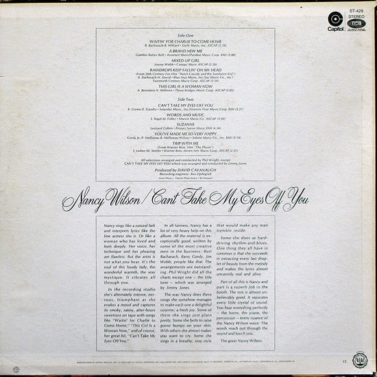 Nancy Wilson : Can't Take My Eyes Off You (LP, Album)