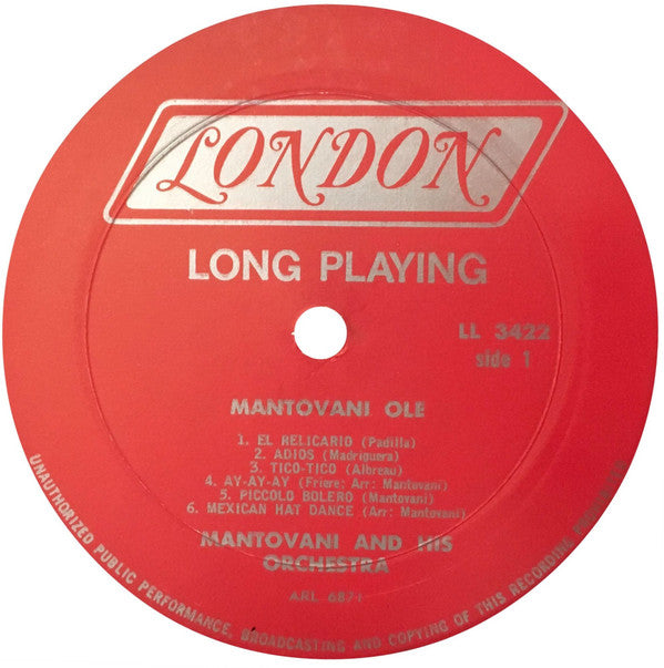 Mantovani And His Orchestra : Mantovani Olé (LP, Album, Mono)