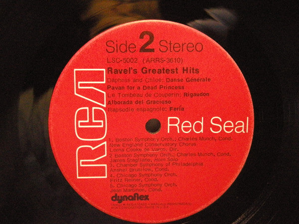 Maurice Ravel, Charles Munch, Fritz Reiner, Jean Martinon, Boston Symphony Orchestra, Chicago Symphony Orchestra : Ravel's Greatest Hits (LP, Album, Comp)